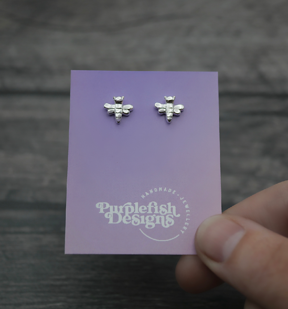 Bee Studs - Handmade Sterling Silver Bumblebee Earrings