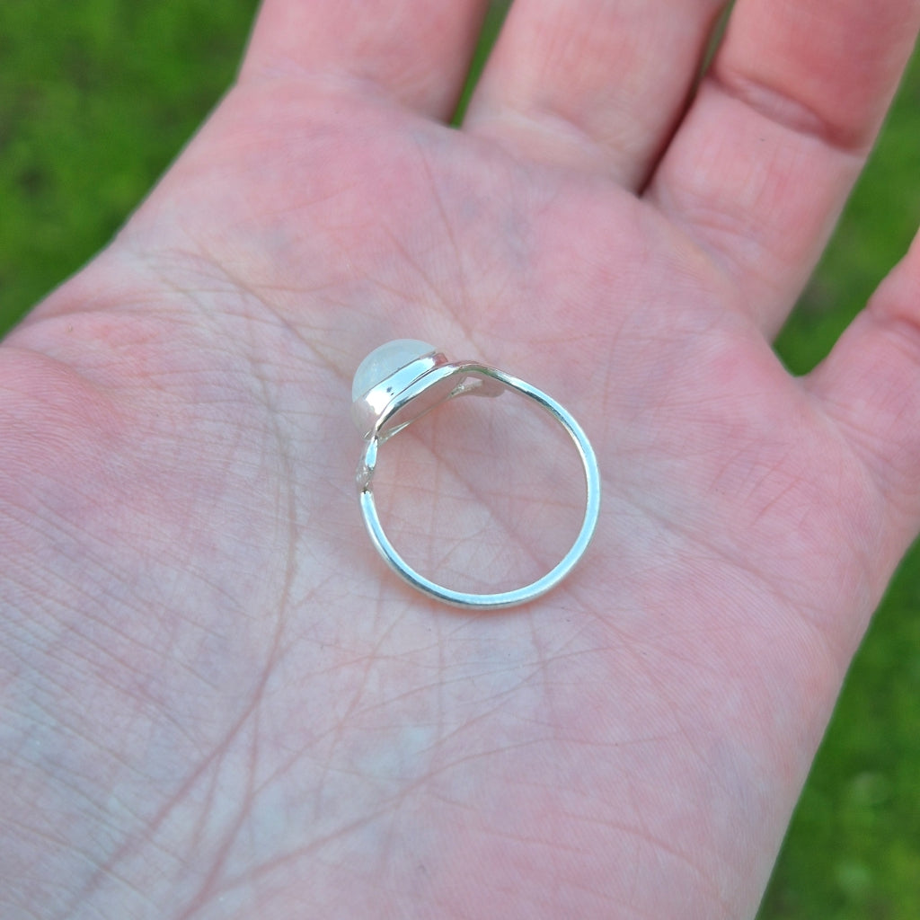Moonstone "Eldarleaf" Sterling Silver Ring Size N