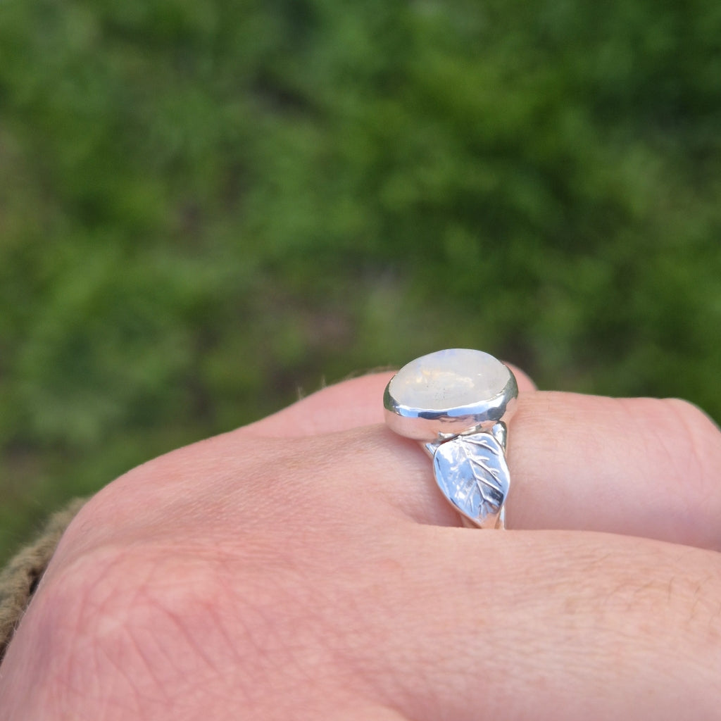 Moonstone "Woodland Fae" Sterling Silver Ring Size N