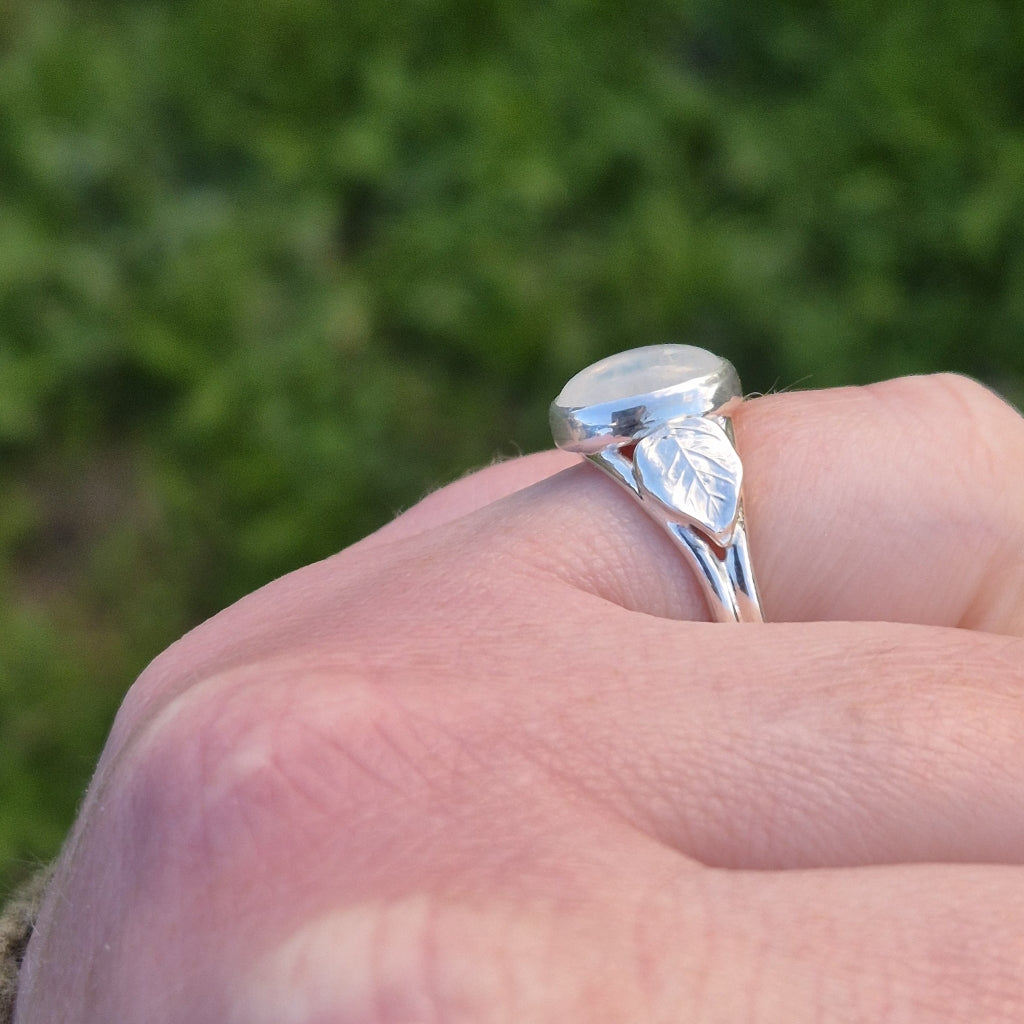 Moonstone "Woodland Fae" Sterling Silver Ring Size O