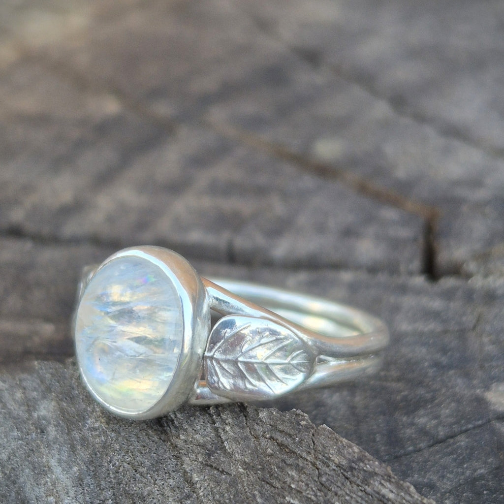 Moonstone "Woodland Fae" Sterling Silver Ring Size O