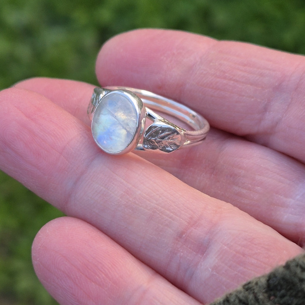Moonstone "Woodland Fae" Sterling Silver Ring Size O