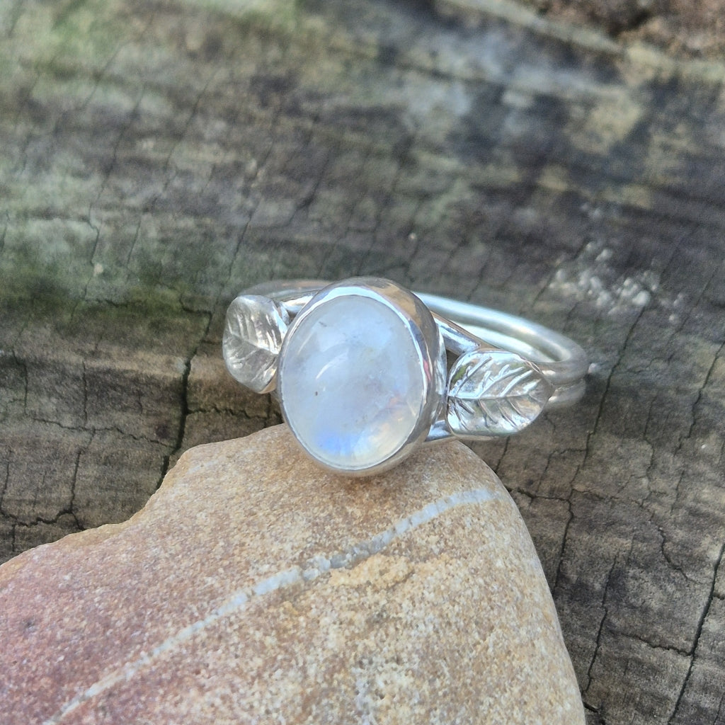 Moonstone "Woodland Fae" Sterling Silver Ring Size S1/2