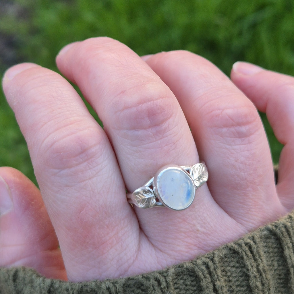 Moonstone "Woodland Fae" Sterling Silver Ring Size S1/2