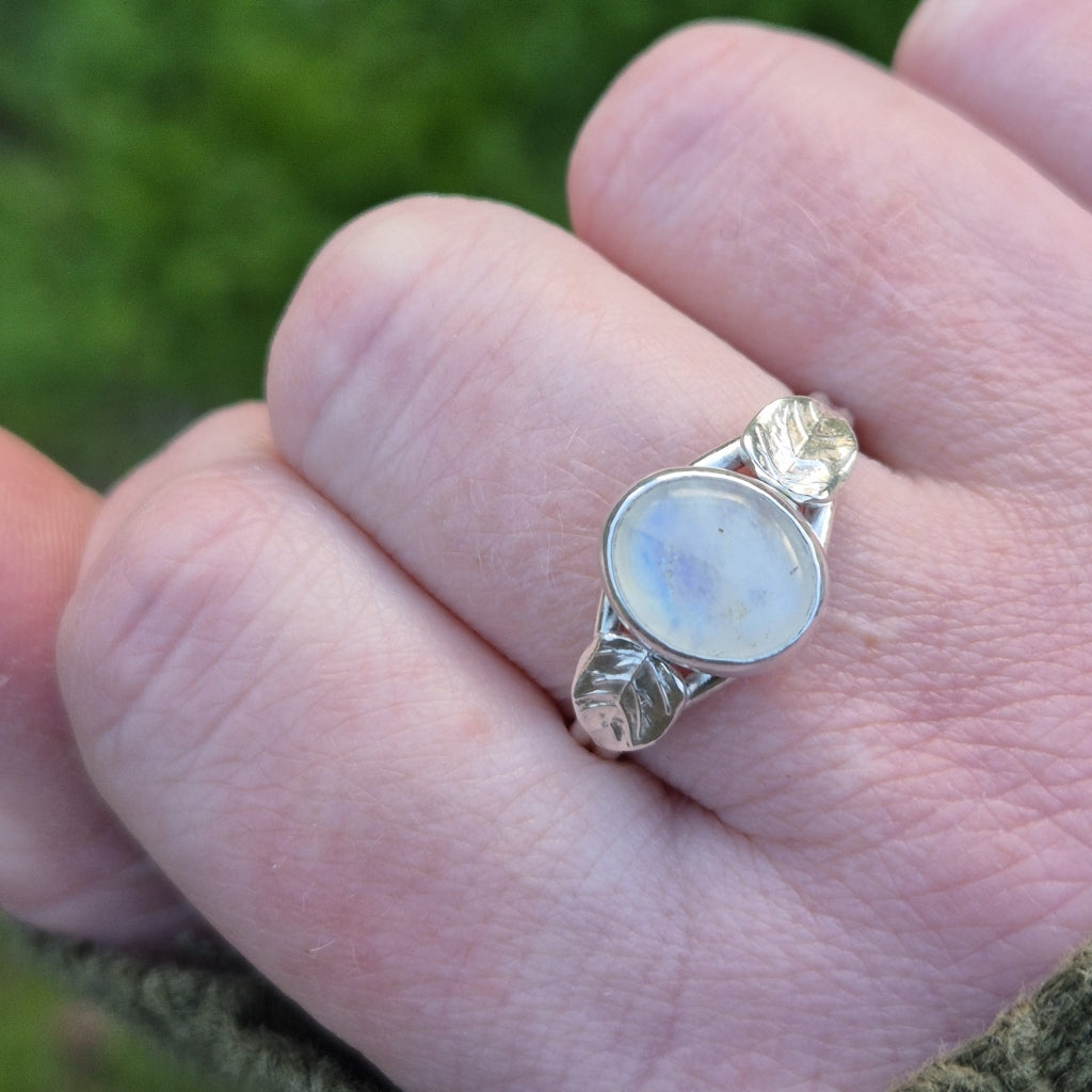 Moonstone "Woodland Fae" Sterling Silver Ring Size S1/2