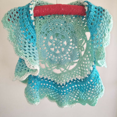 Mandala Circular Vest | Hand Crochet Vest | Blues