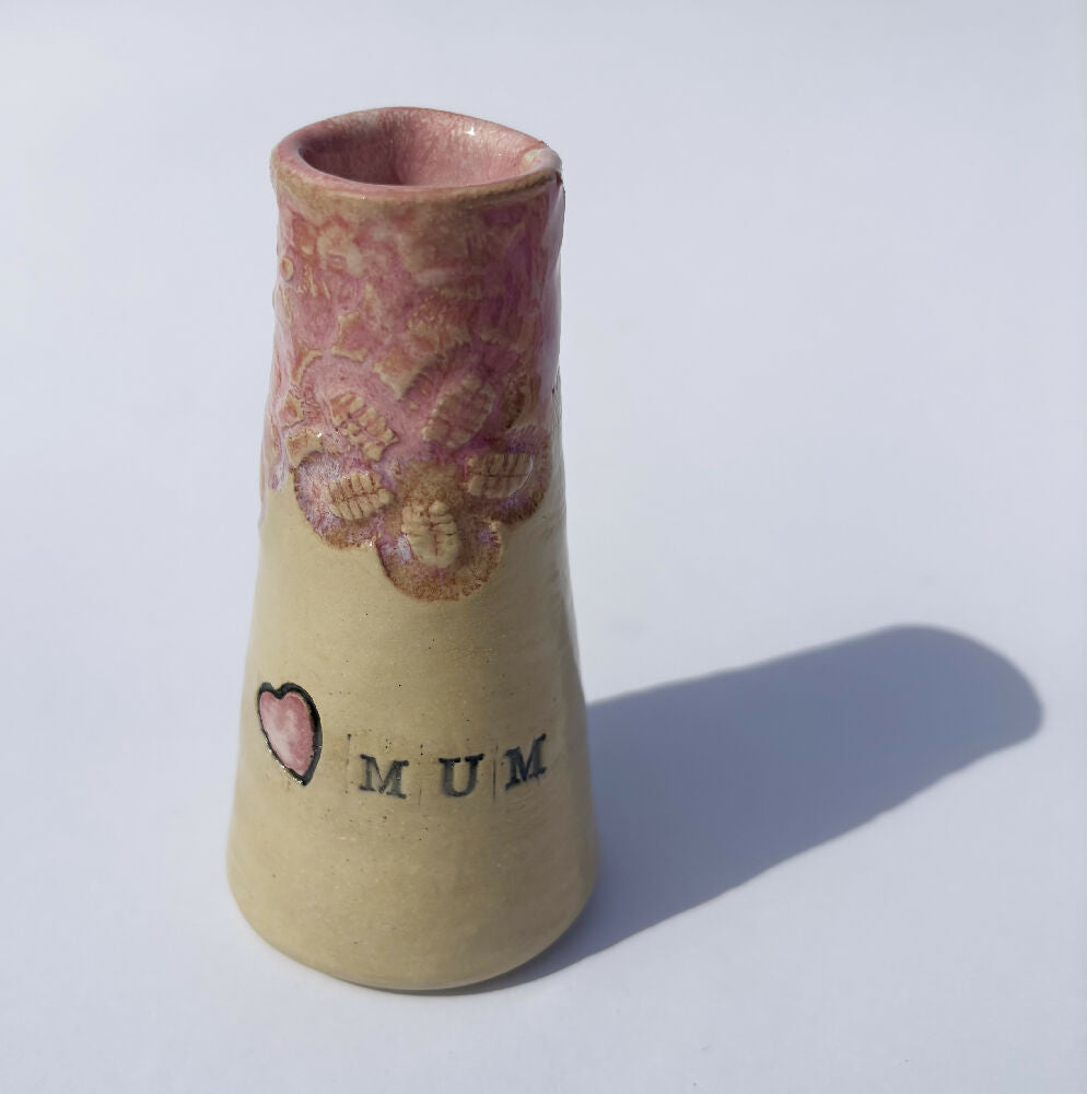 Mother's Day Small Bud Vase heart mum