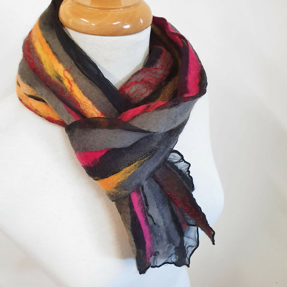 unique fashion scarf - silk and wool - autumn colours - Julie Ann Smith - Australia