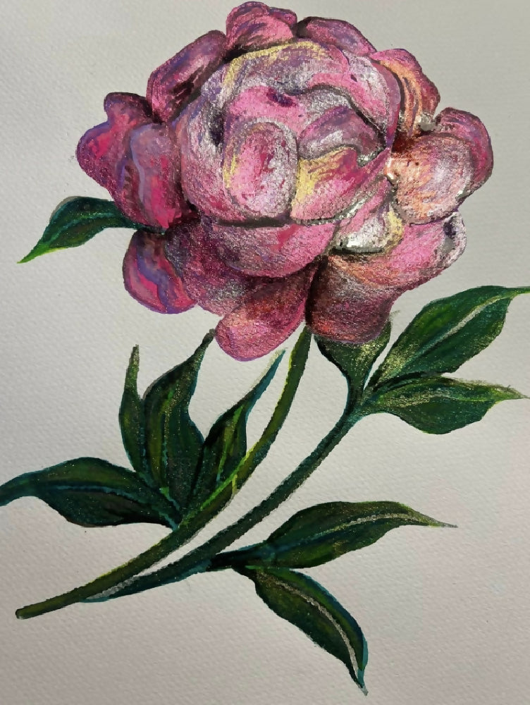 Watercolor Titled Divine , stunning shimmering rose framed