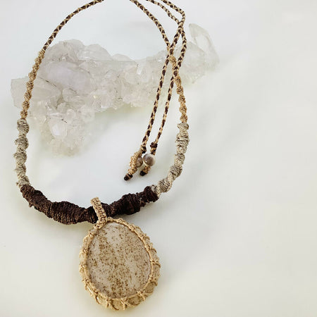Handmade Macrame Necklace / Choker with Picture Jasper.