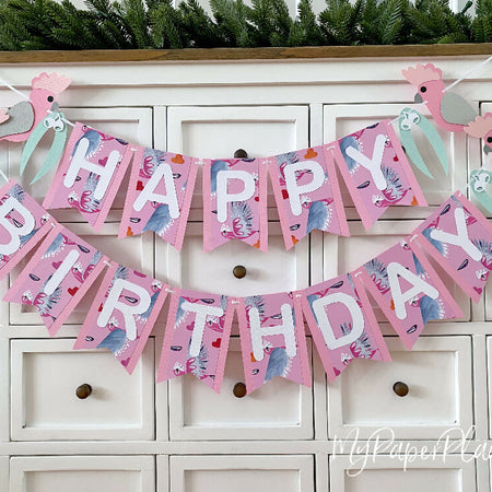 Pink Galah Happy Birthday party banner