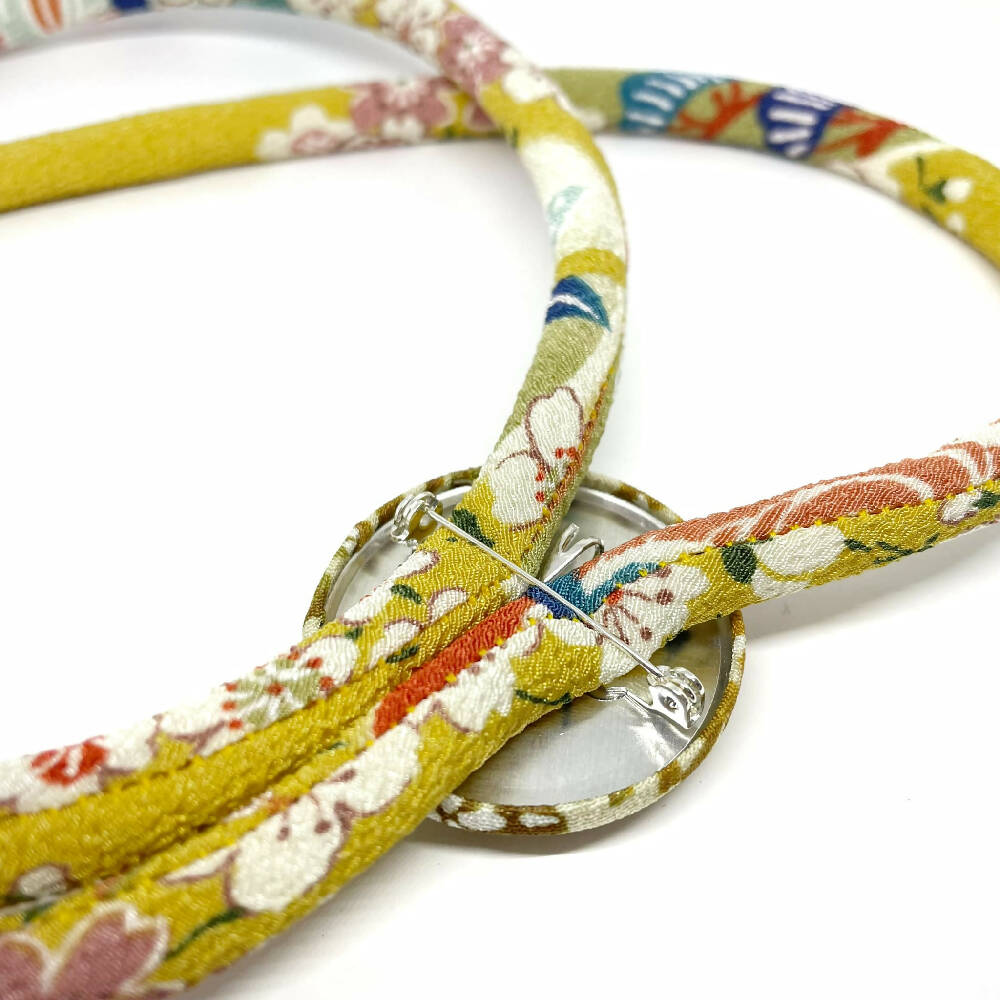 Kimono Cord Necklace - Mustard Florals