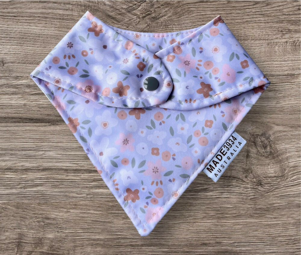 Bandana Style Waterproof Bib - Flowers