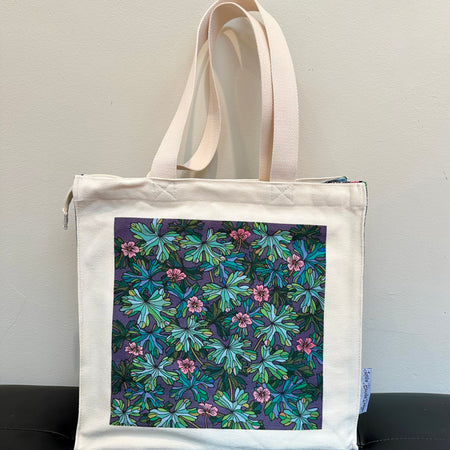Native Geranium Canvas art tote bag - carry or over shoulder