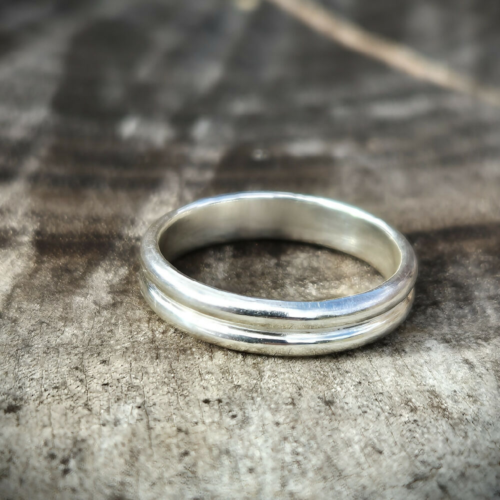 Unisex Double Banded Sterling Silver Ring