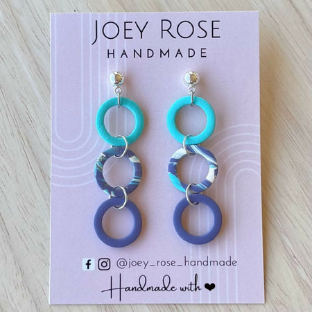 BRONWYN ~ Purple/Aqua ~ Polymer Clay Earrings