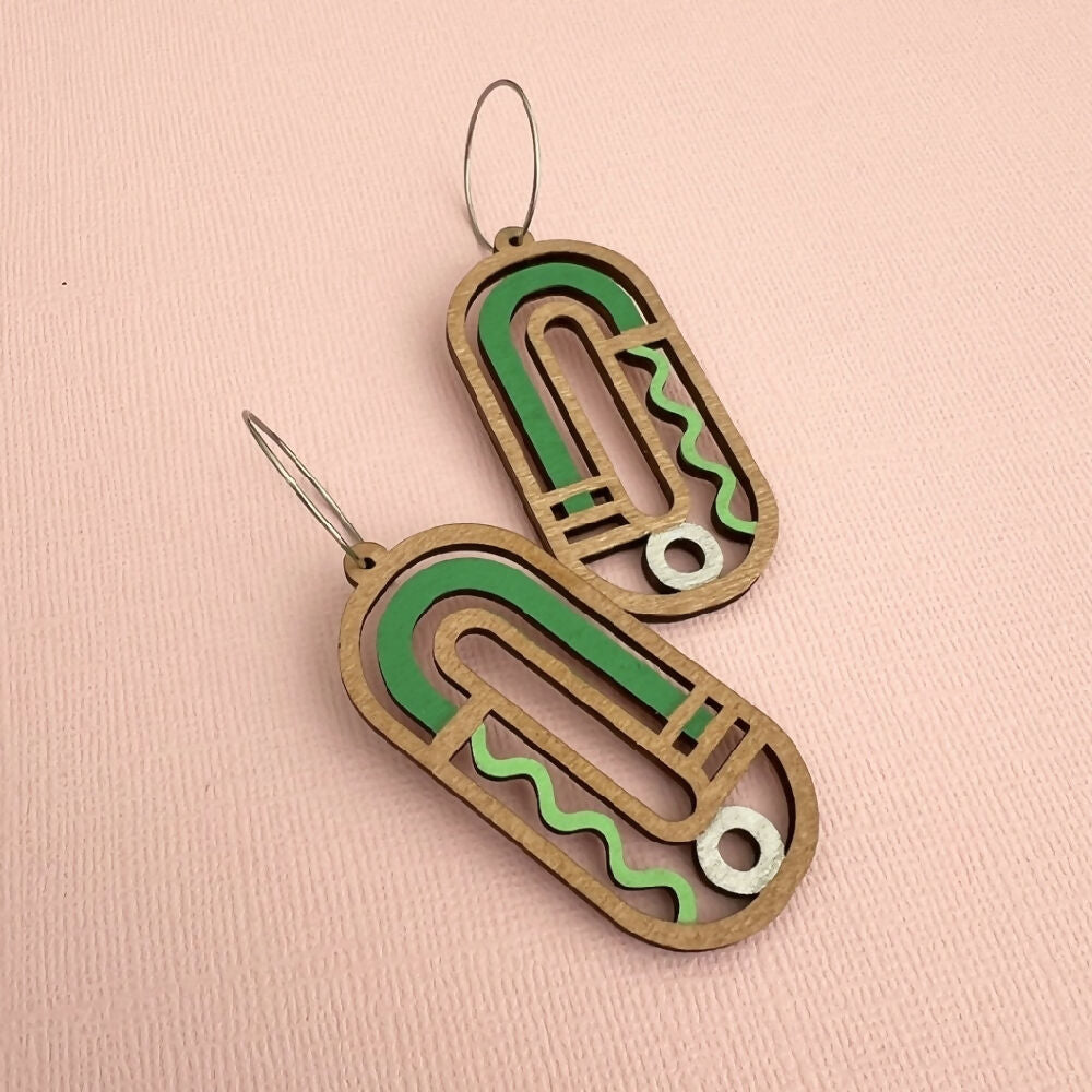 Wooden Curves Statement Earrings