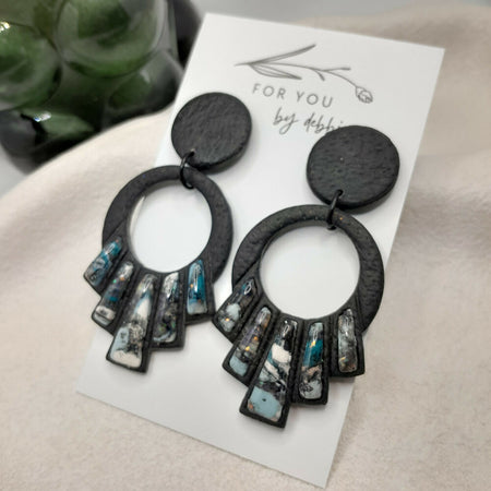 Art deco faux stone polymer clay earrings - hypoallergenic