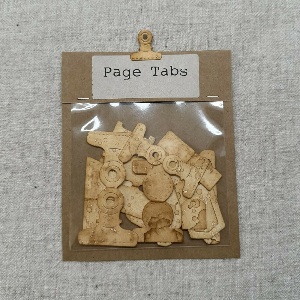 12 Aged Assorted Page Tabs for Junk Journals & Papercrafts