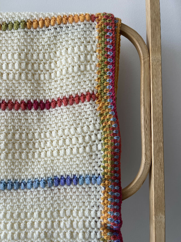 Blanket | Handmade Crochet | Cream and Rainbows