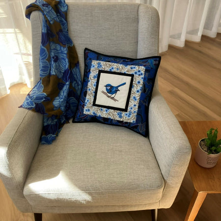 handmade Australian native quilted - blue wren