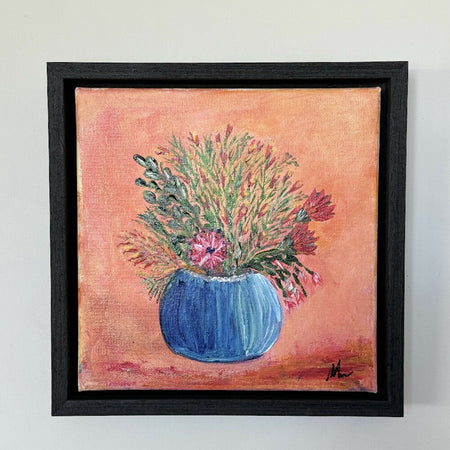 Original Acrylic Art - Blooming Natives - 235 x 235mm acrylic on canvas FRAMED