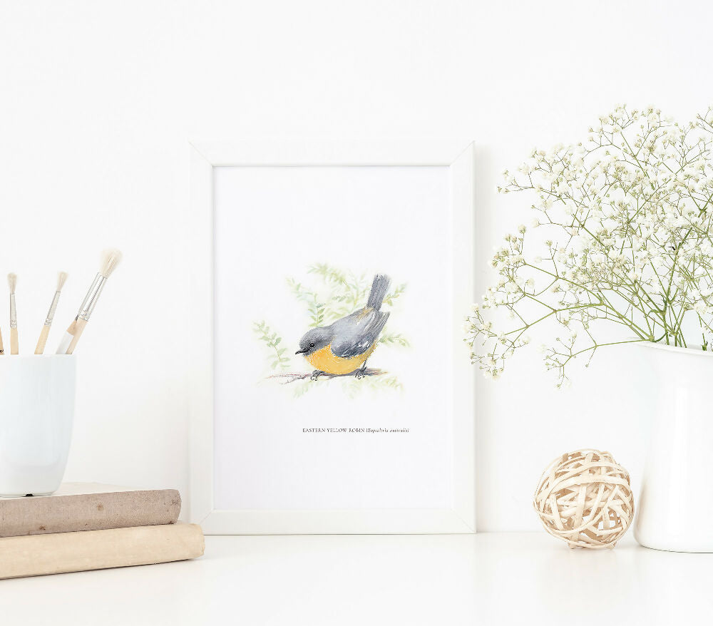 Eastern Yellow Robin (Eopsaltria australis) Art Print created by Kathleen Quinert at Ark Hill Studio in South Gippsland