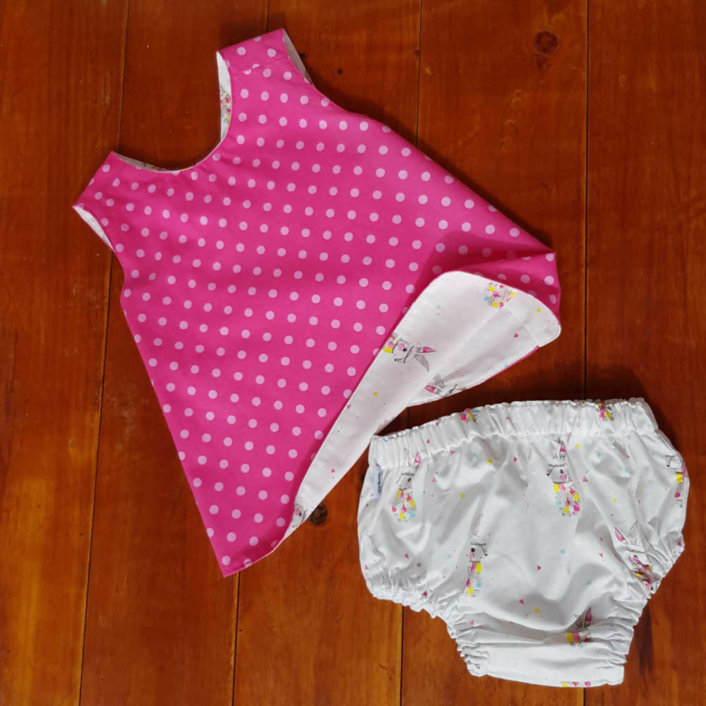 Baby Girls Reversible Top & Bloomers Set | Size 1