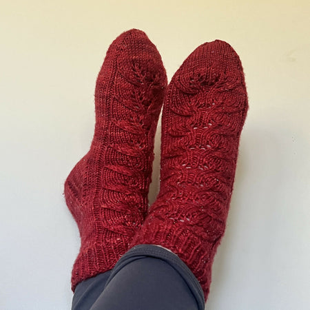 Hand knit Christmas sparkle socks