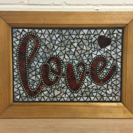 Framed Stained Glass Mosaic 'LOVE'