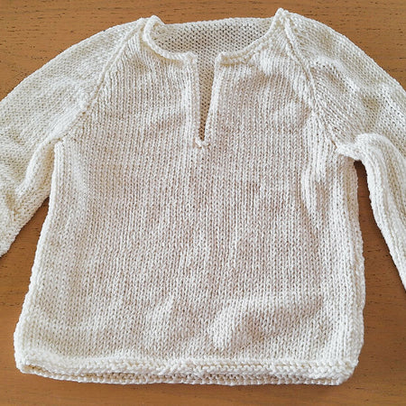 Handknit Little Kid's Cream Sweater