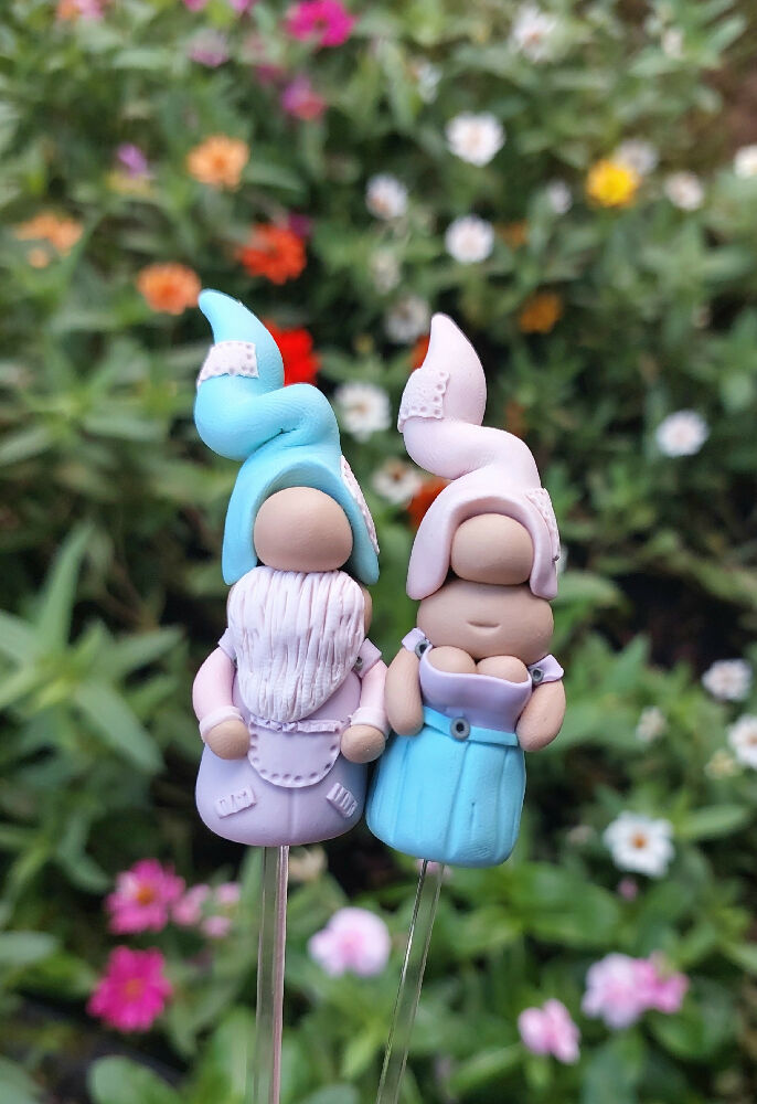 Tiny Gnomes - Pastels - Handmade Polymer Clay