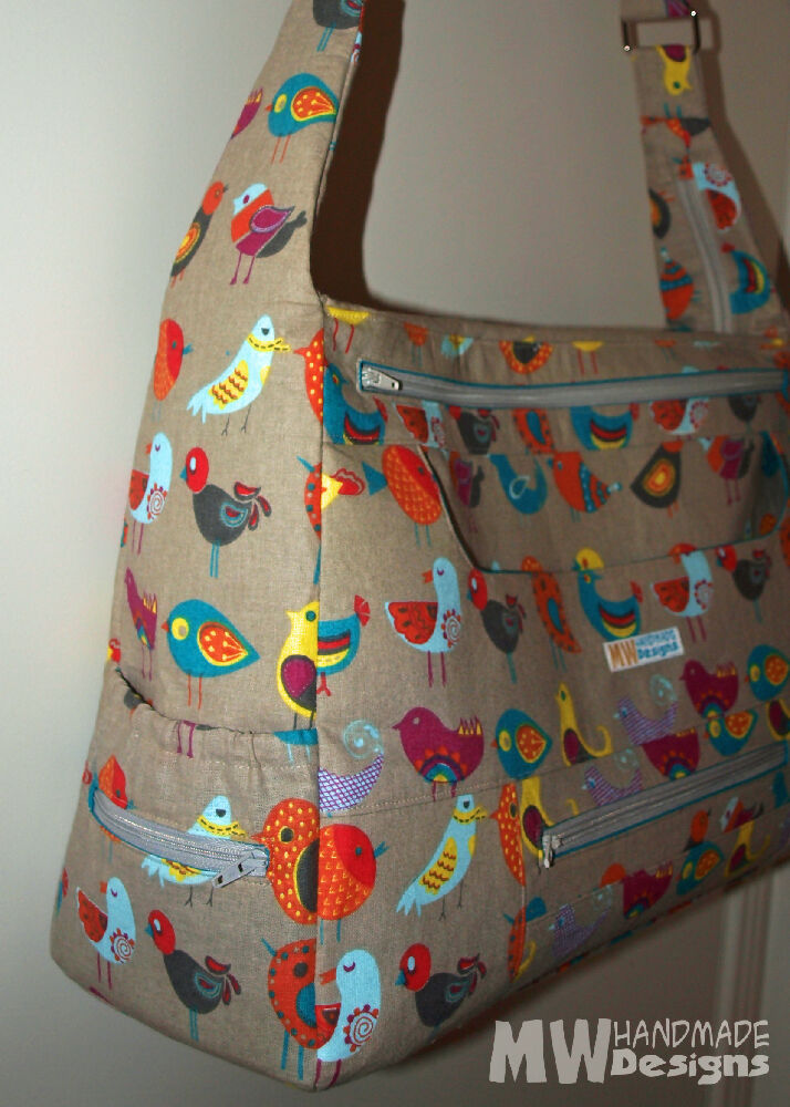 OOAK Teal Little Birdies Designer Nappy Bag