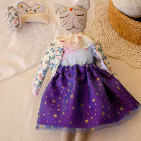 Furr-ever friend - Sonya , A Cat Artist With a Heart Full of Colour, Cloth Doll - One-of-a-Kind Soft Toy Gift