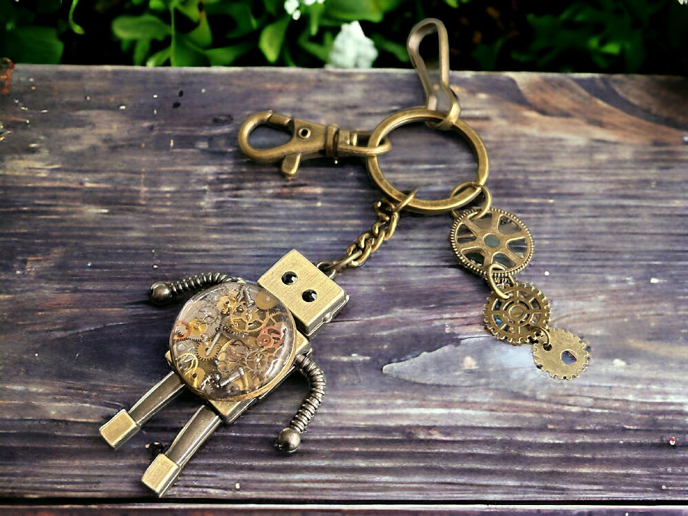 Steampunk tubby robot keyring
