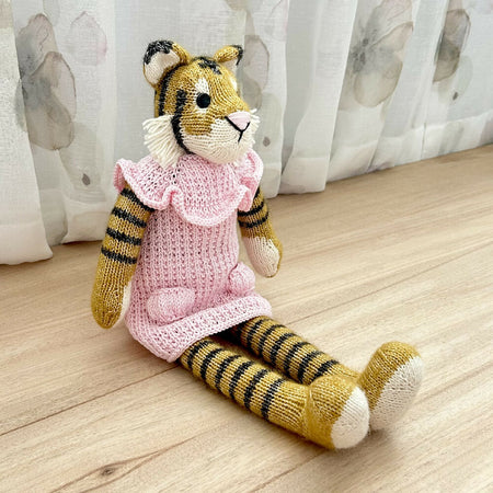 Knitted Tiger | Sophie | Soft Toy | Removable Dress | 44cm | Ready to Ship