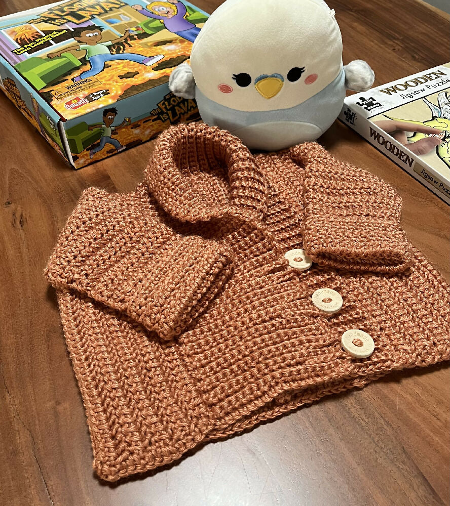 Hand made crocheted boys cardigan