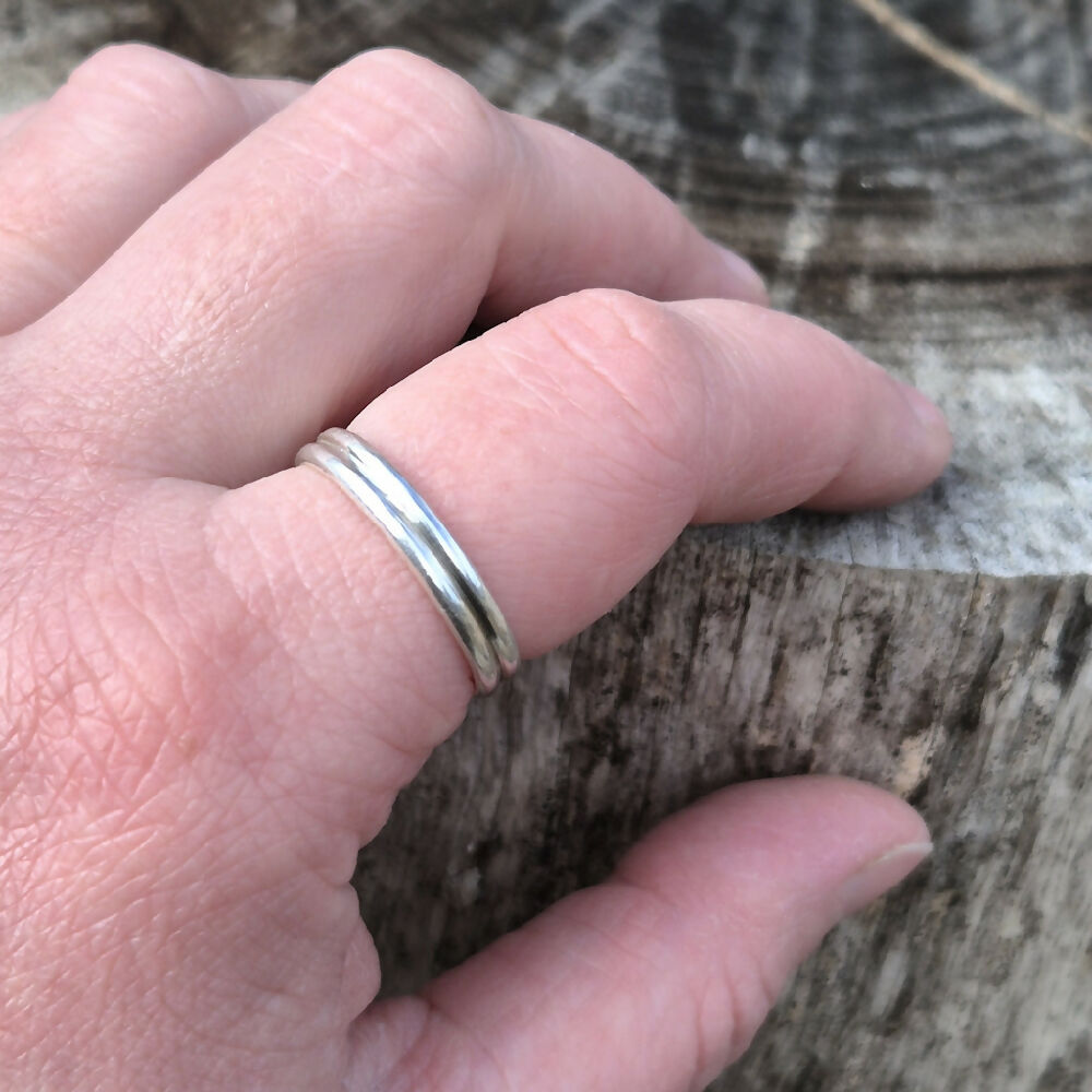 Unisex Double Banded Sterling Silver Ring
