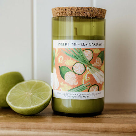 Finger Lime + Lemongrass Wine bottle candle