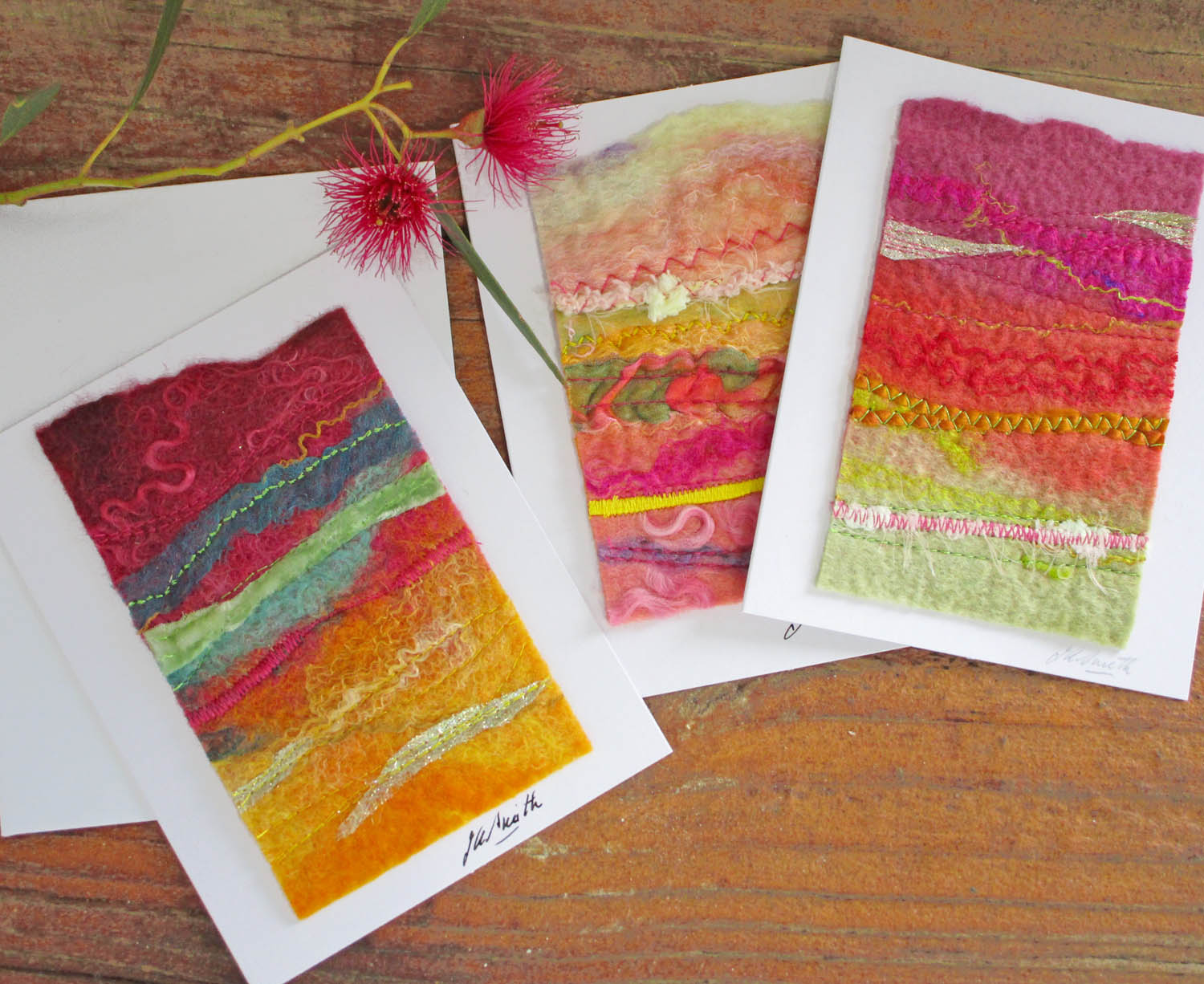 Original Handmade Greeting Card - Spring Landscape - Textile Art