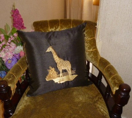 Giraffe Brown Silk Cushions
