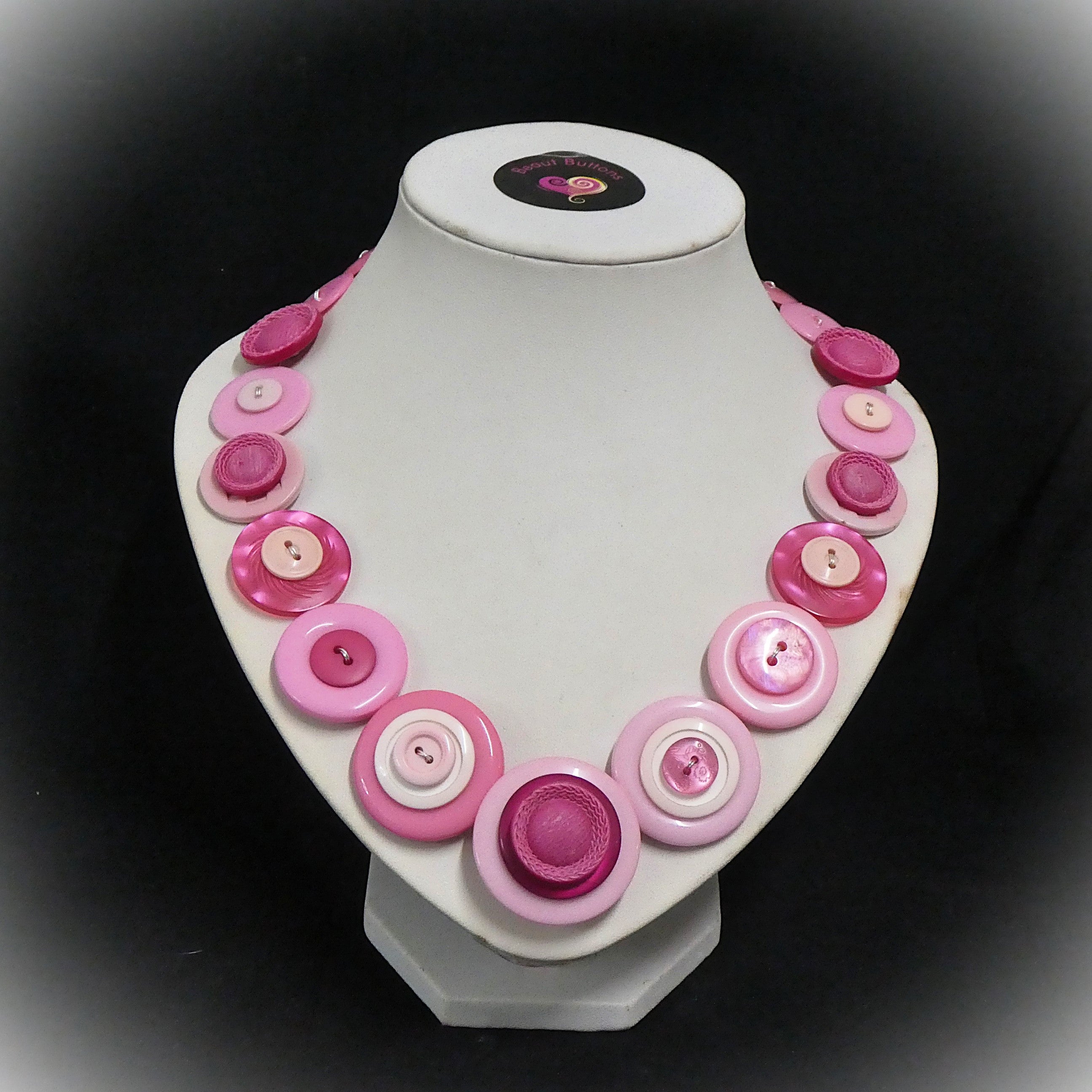 Pink Button necklace and earrings - Pretty in Pink
