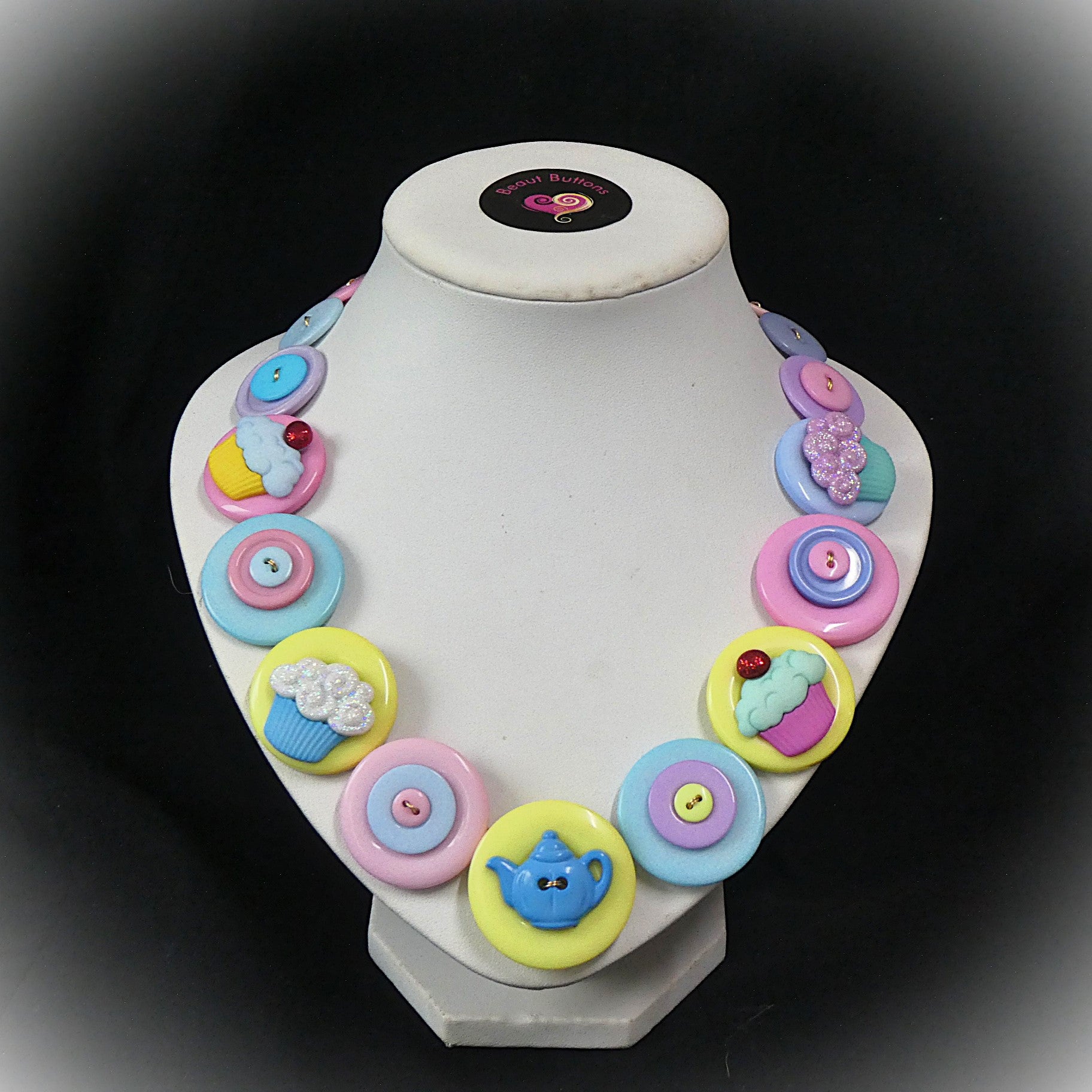 Colourful Button necklace - Tea Time