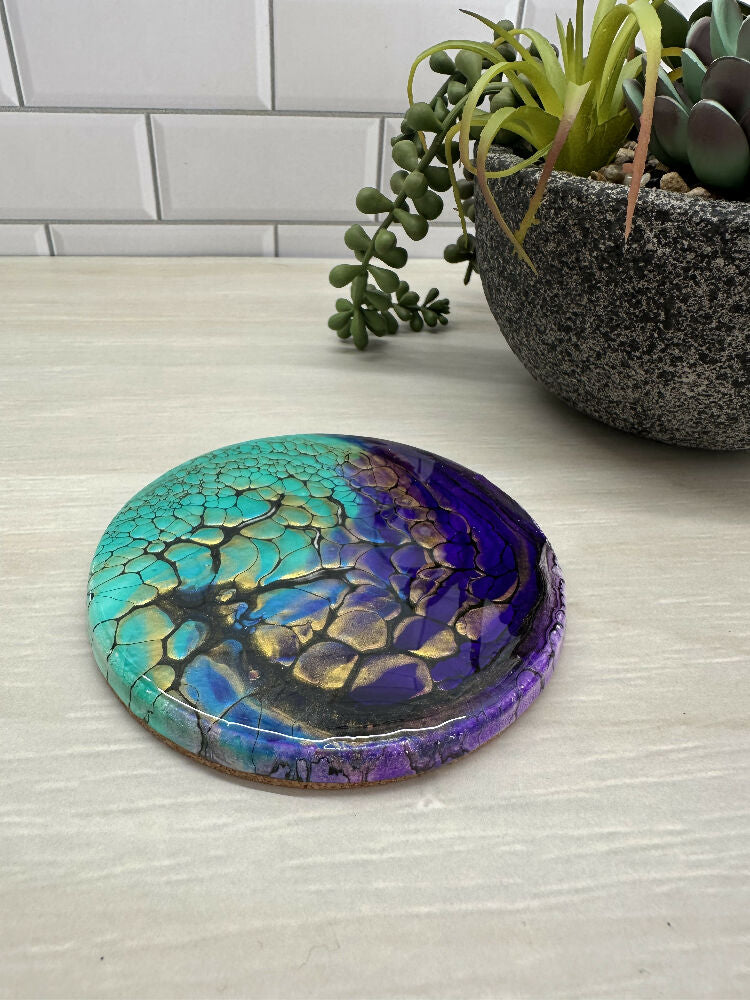 Handmade, Hand-painted Resin-coated Coasters