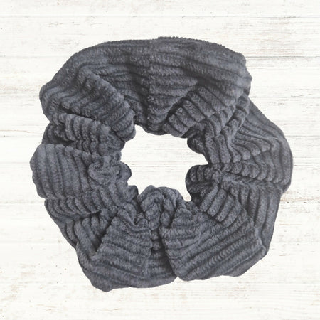 Grey Corduroy Scrunchie