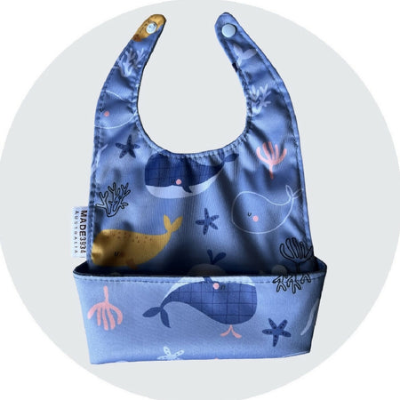 Catch all Baby Bib - Blue Whale