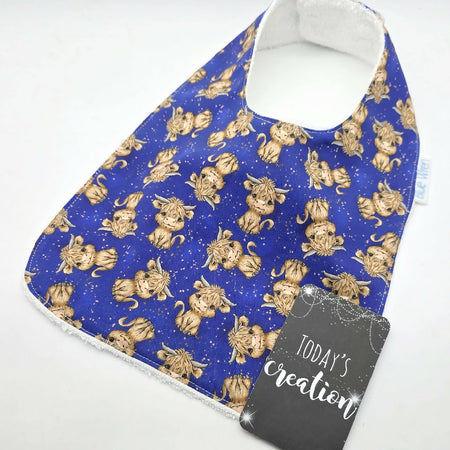 Baby Bib Baby Highland Cows on Cotton Fabric