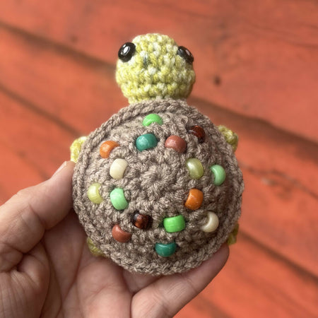 Turtle Beaded Fidget Crochet Toy Green Brown
