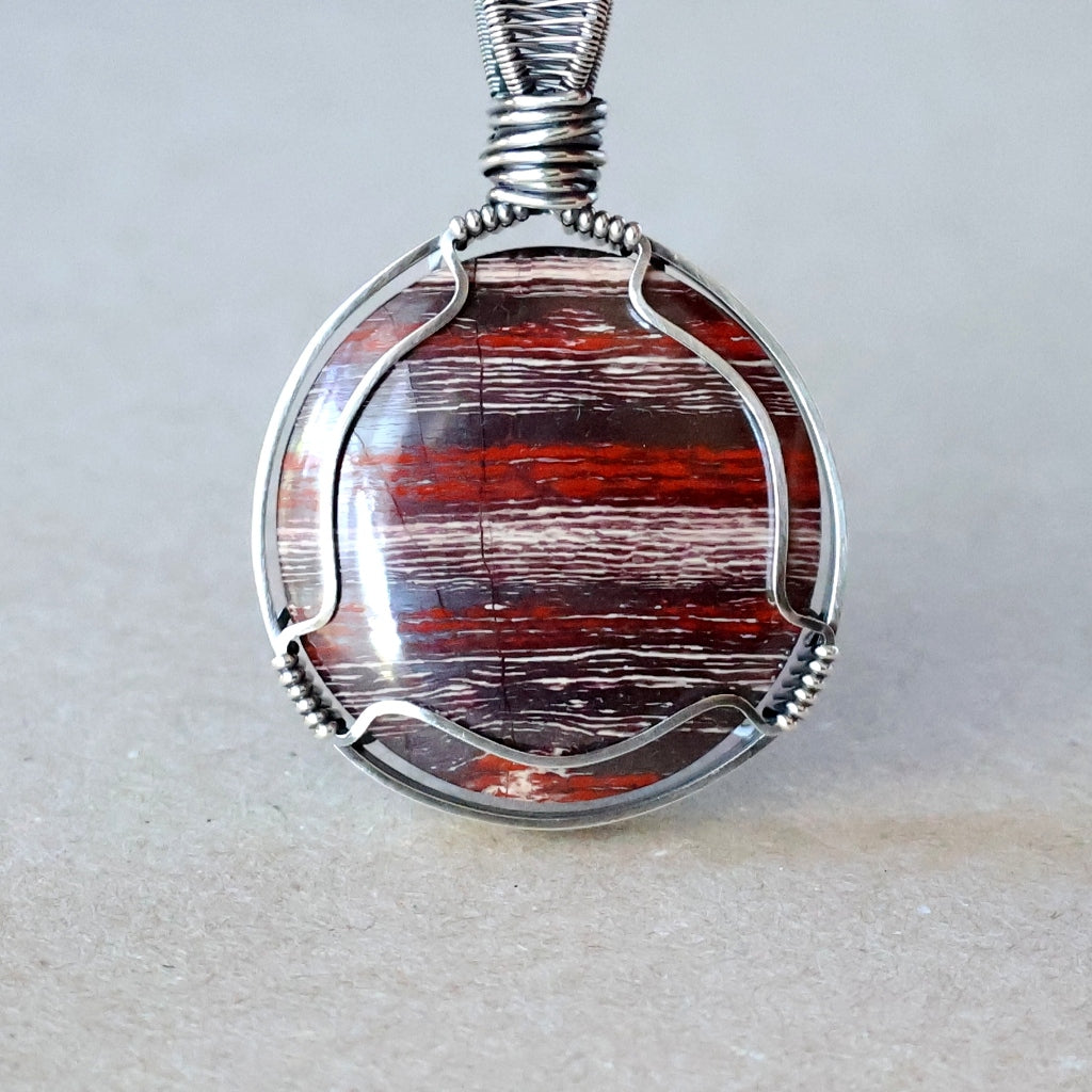 Snakeskin Jasper Pendant - Handcrafted with Australian Made Sterling Silver