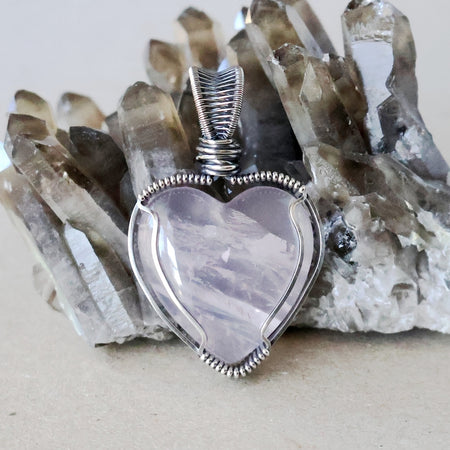 Handcrafted Rose Quartz Heart Pendant - Talisman of Self Love